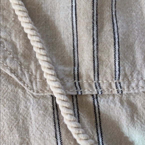 Anthropologie Striped Seashore Tan Linen/Cotton Blend Crop Pant w Rope Ties - Picture 5 of 14